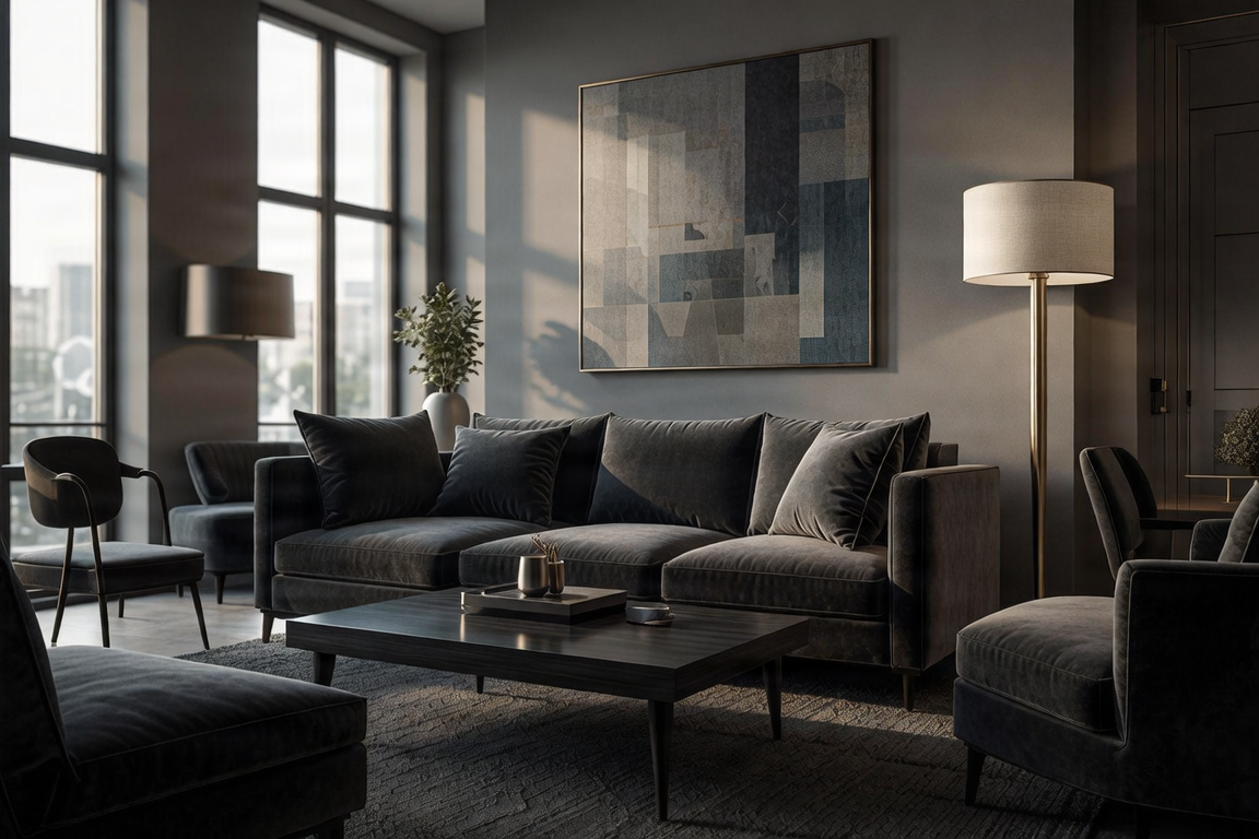 Luxury lounge interior representing a clean and comfortable experience.